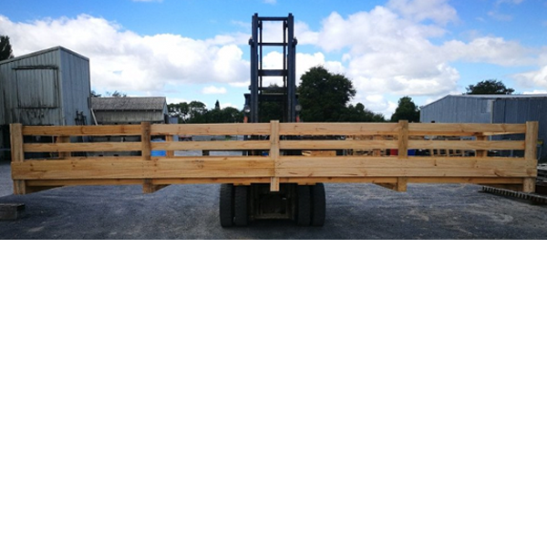 custom size pallet on a forkhoist in the yard at NZ Woodtex Ltd.